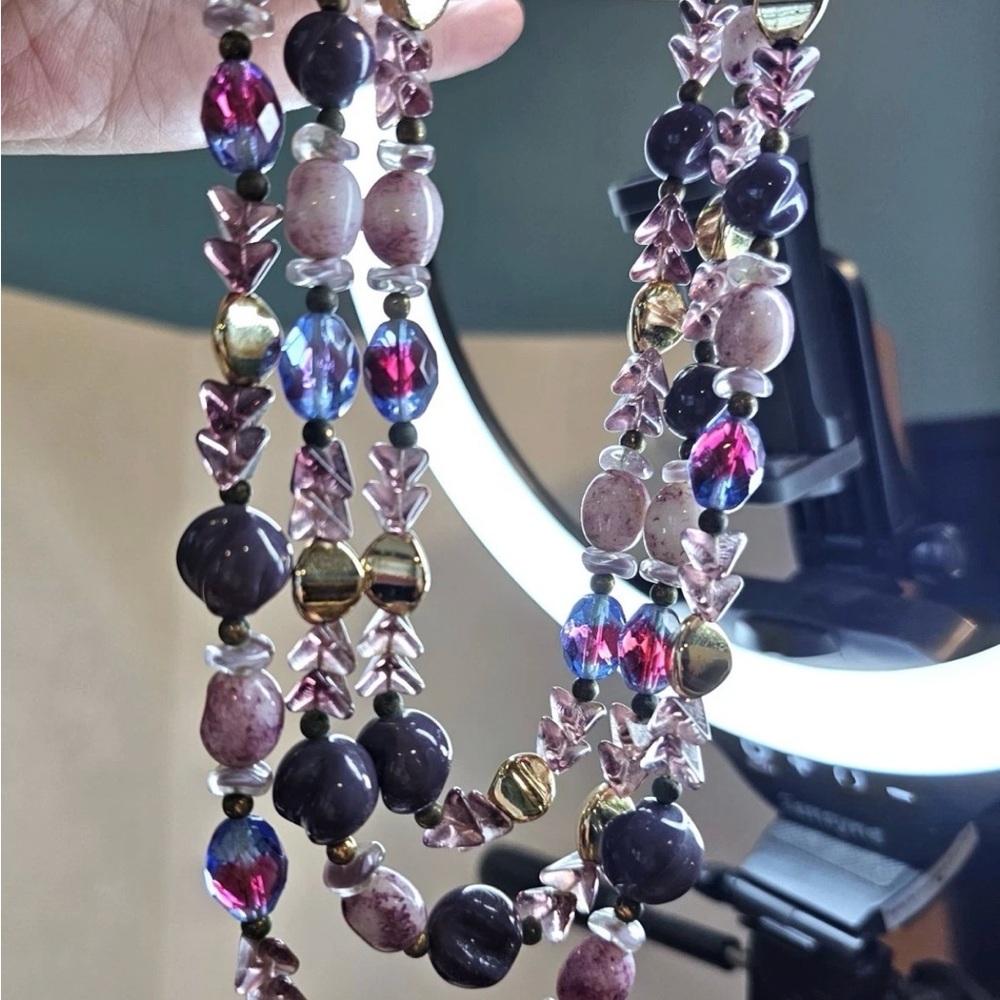 Schiaperelli Signed Vintage multi strand Bead Statement Necklace - Picture 4 of 14
